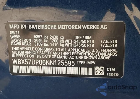 2022 BMW X3 xDrive30I z USA, uszkodzony, nr VIN WBX57DP06NN125595